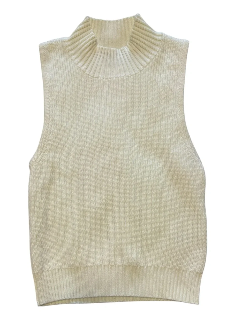 Anthropologie Mock Neck Sweater Tank XS Ivory Knit Sleeveless Top - Picture 2 of 6